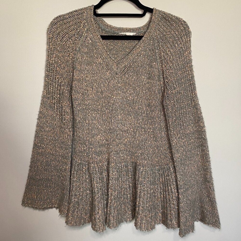 Small Green and Rose Gold Peplum Sweater